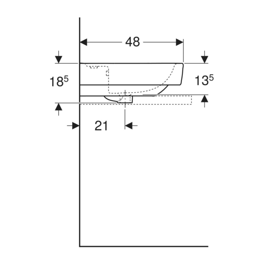 Geberit Lavabo à poser Renova Plan 75x48cm, mitigeur encastré, avec trop-plein, blanc KeraTect