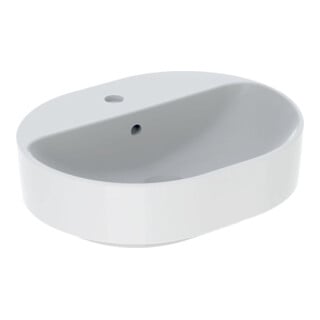 Geberit Lavabo à poser VariForm 50x40 cm, avec trou robinet, avec trop-plein, elliptique, blanc