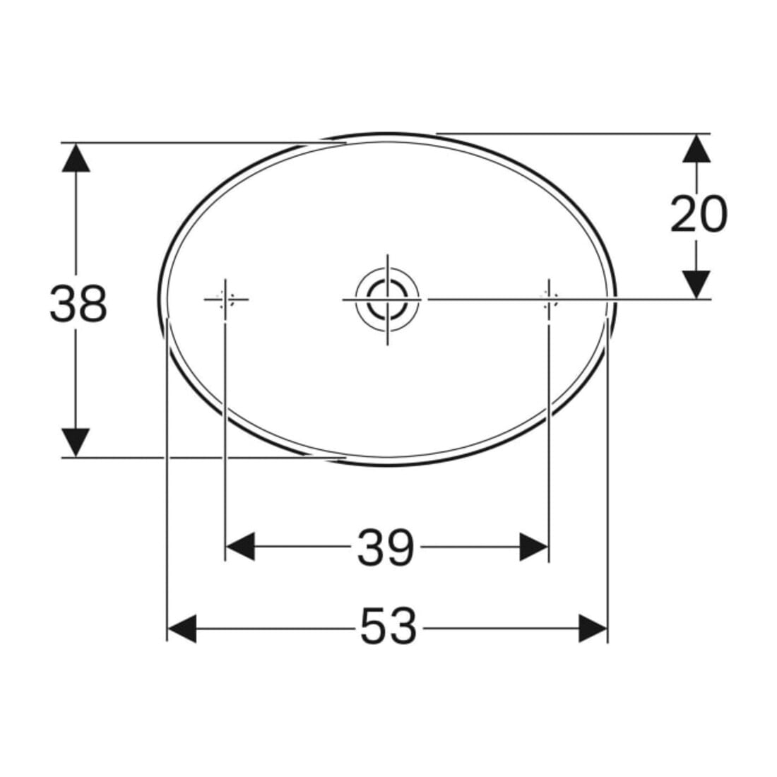 Geberit Lavabo à poser VariForm 55x40 cm, sans robinet ni trop-plein, ovale, blanc