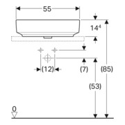 Geberit Lavabo à poser VariForm 55x40 cm, sans robinet, sans trop-plein, droit, blanc-2