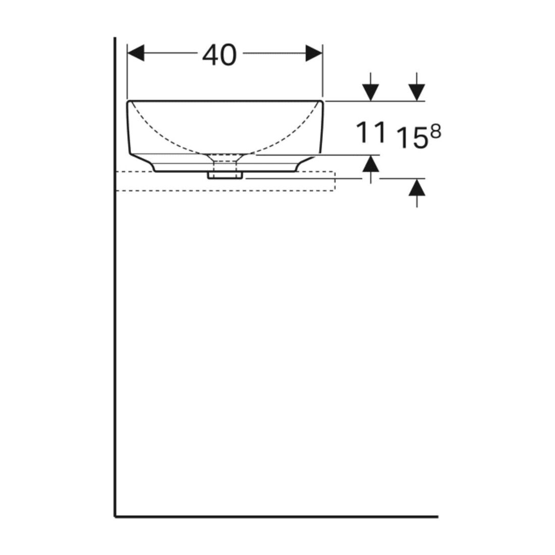Geberit Lavabo à poser VariForm 55x40 cm, sans robinet, sans trop-plein, droit, blanc
