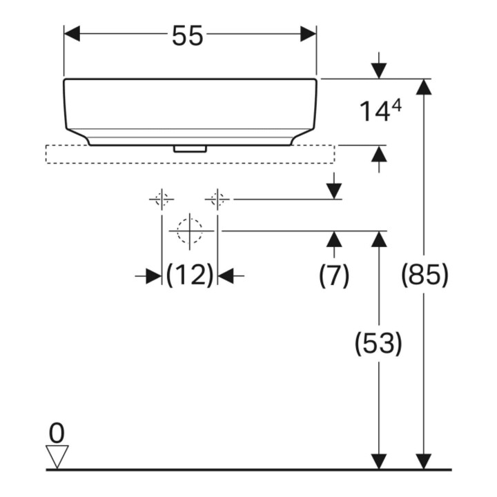 Geberit Lavabo à poser VariForm 55x40 cm, sans trop-plein, droit, blanc K-Tect