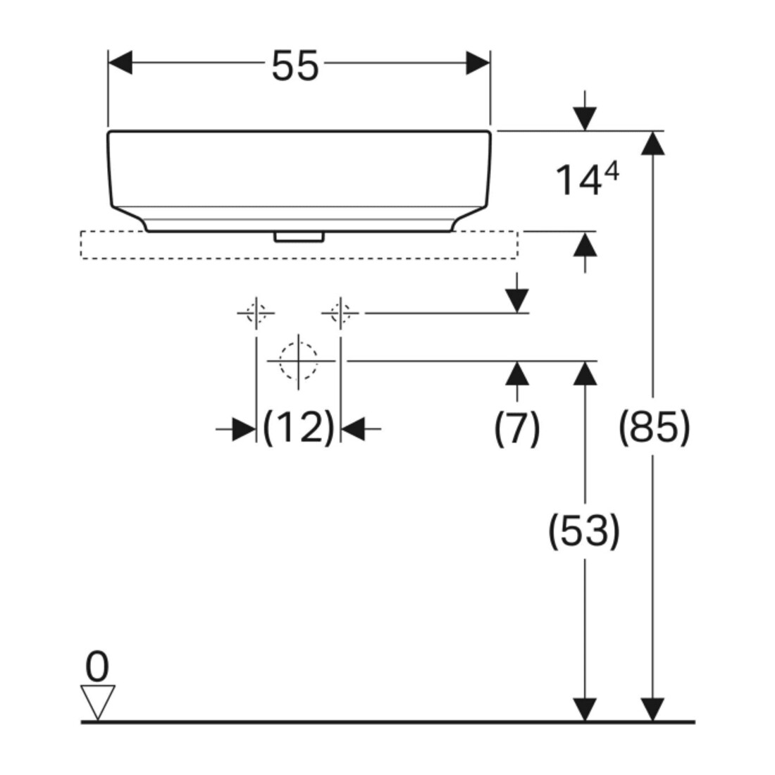 Geberit Lavabo à poser VariForm 55x40 cm, sans trop-plein, droit, blanc K-Tect