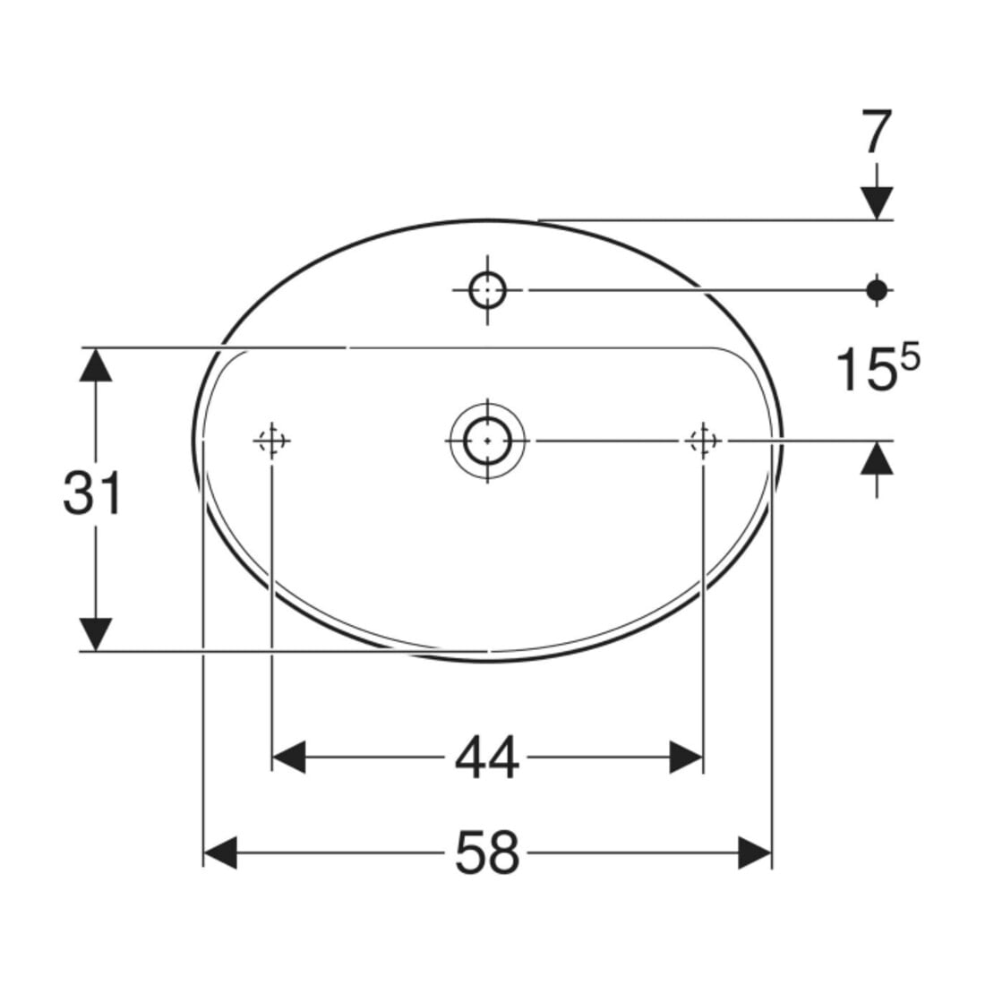 Geberit Lavabo à poser VariForm 60x45 cm, avec trou de robinet, sans trop-plein, ovale, blanc