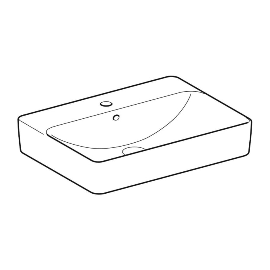 Geberit Lavabo à poser VariForm blanc, 60x45 cm, avec trou robinet, avec trop-plein, droit