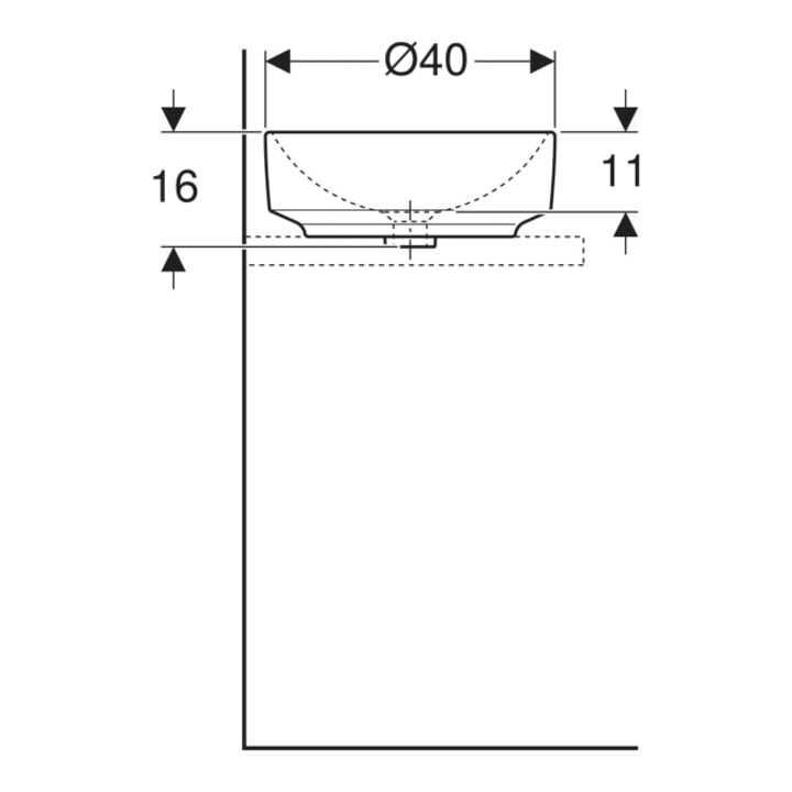 Geberit Lavabo à poser VariForm d 40 cm, sans robinet, sans trop-plein, rond, blanc
