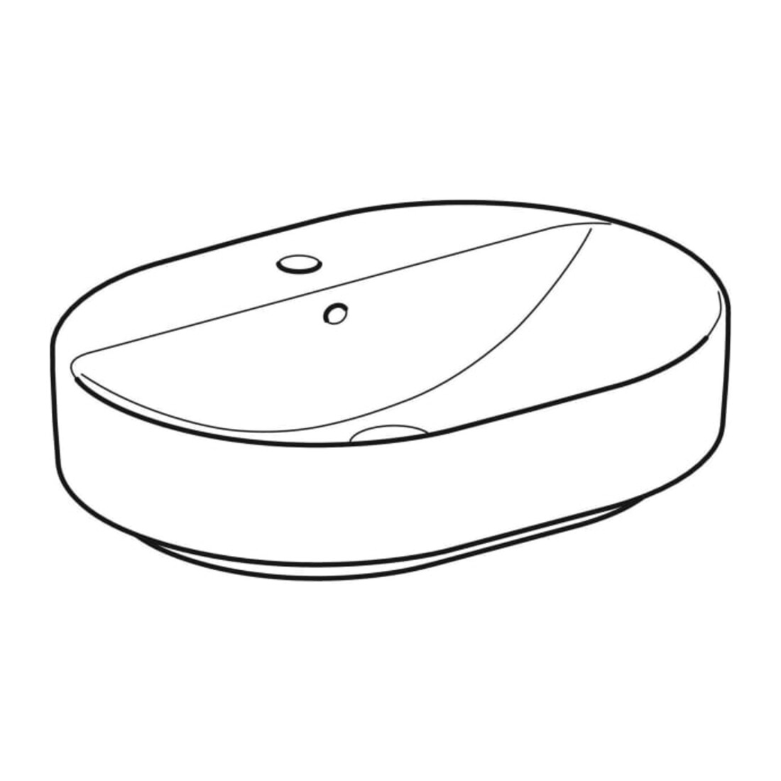 Geberit Lavabo à poser VariForm w K-T., 60x45cm, avec HLP, avec trop-plein, ellipt.