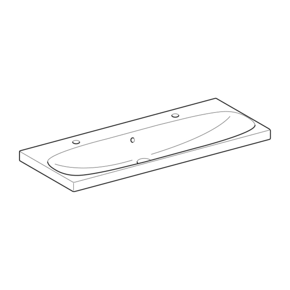 Geberit Lavabo Acanto 120x48,2 cm, avec trop-plein, évacuation droite + gauche, blanc K-Tect