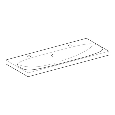 Geberit Lavabo Acanto 120x48,2 cm, avec trop-plein, robinetterie droite + gauche, blanc
