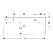 Geberit Lavabo Acanto 120x48,2 cm, avec trop-plein, robinetterie droite + gauche, blanc-5