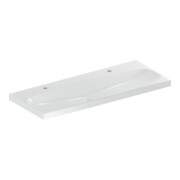 Geberit Lavabo Acanto 120x48,2 cm, sans trop-plein, mitigeur droite + gauche, blanc