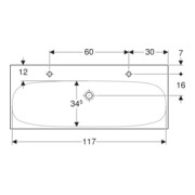 Geberit Lavabo Acanto 120x48,2 cm, sans trop-plein, mitigeur droite + gauche, blanc-2