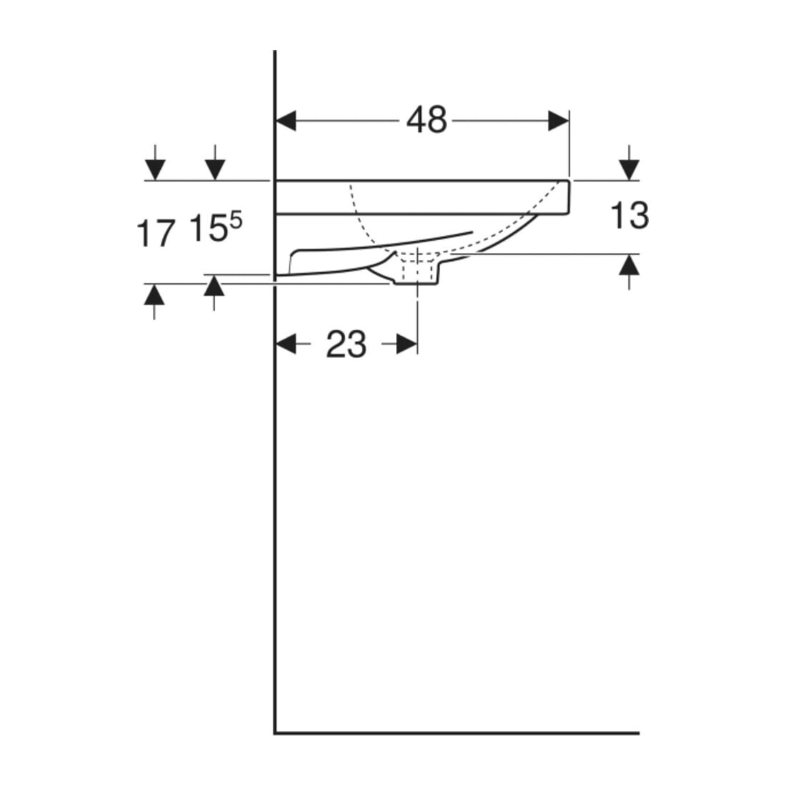 Geberit Lavabo Acanto 120x48,2 cm, sans trop-plein/trou robinet, blanc