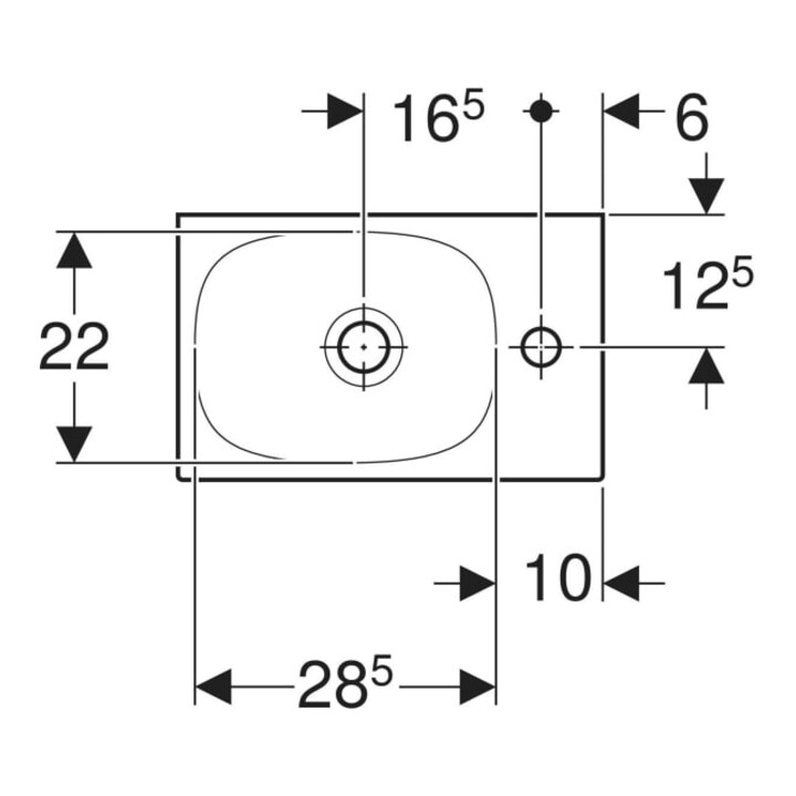 Geberit Lavabo Acanto 40x25 cm, asym., sans trop-plein, robinet à droite, blanc, K-Tect
