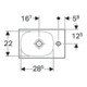 Geberit Lavabo Acanto 40x25cm, asym., sans trop-plein, robinetterie droite, blanc