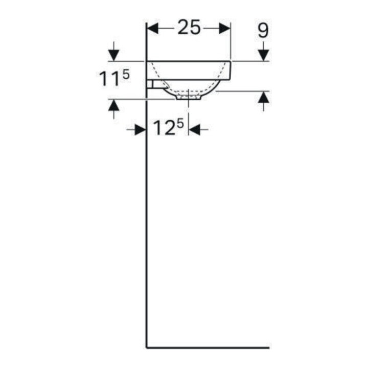 Geberit Lavabo Acanto 40x25cm, asym., sans trop-plein, robinetterie droite, blanc
