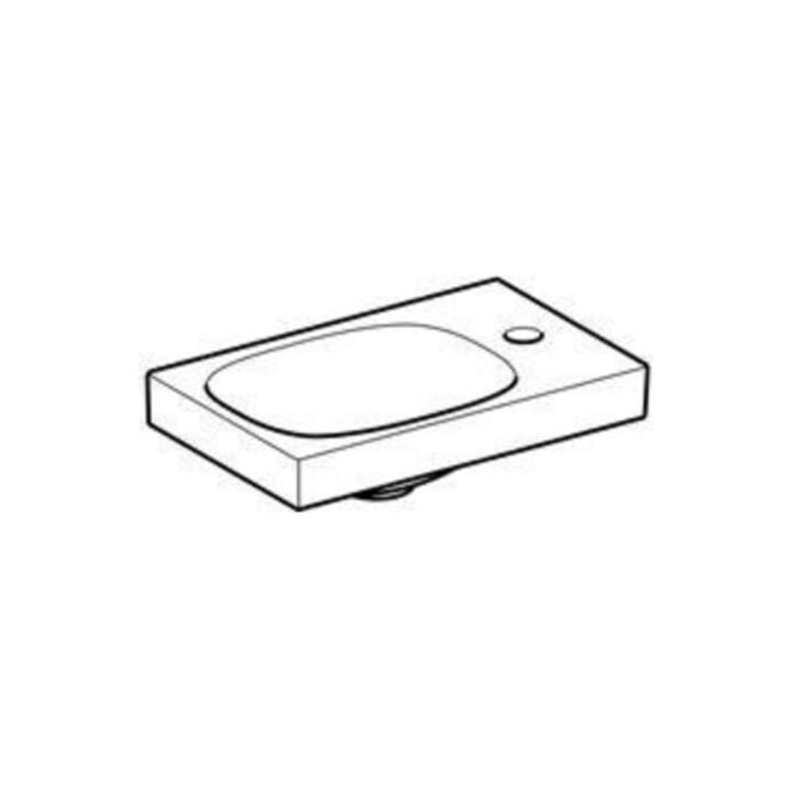 Geberit Lavabo Acanto 40x25cm, asym., sans trop-plein, robinetterie droite, blanc