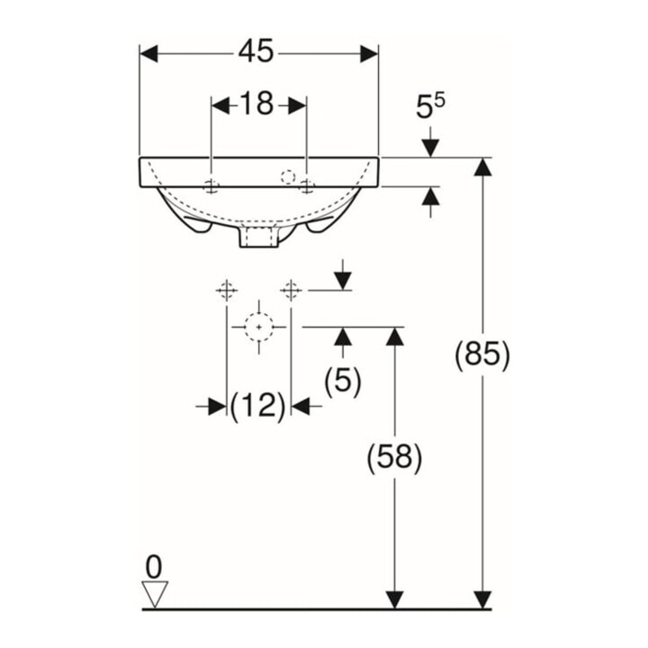 Geberit Lavabo Acanto 45x38 cm, avec robinet, avec trop-plein, blanc KeraTect