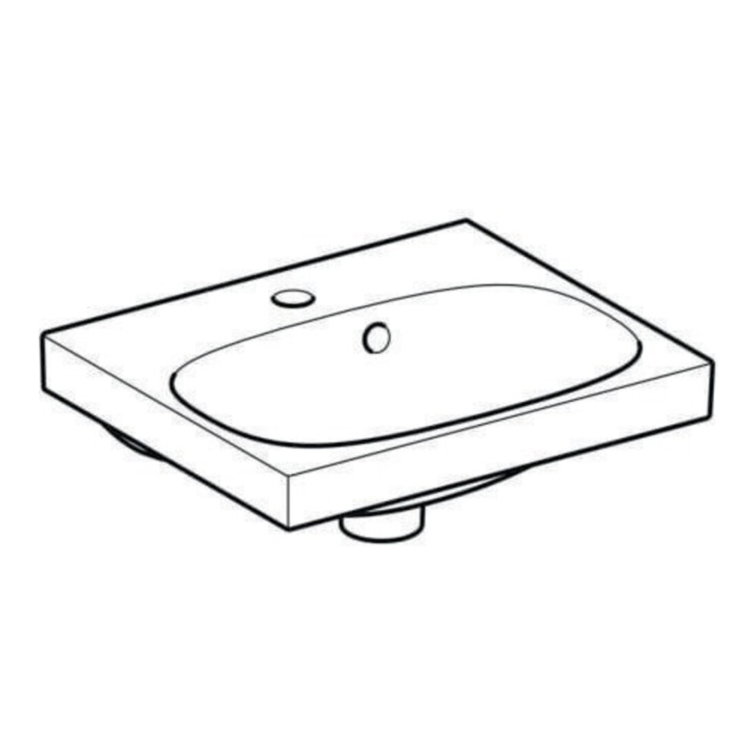 Geberit Lavabo Acanto 45x38 cm, avec trou robinet, trop-plein, blanc