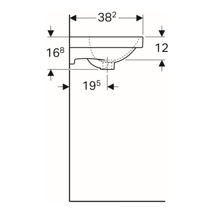 Geberit Lavabo Acanto 45x38 cm, avec trou robinet, trop-plein, blanc