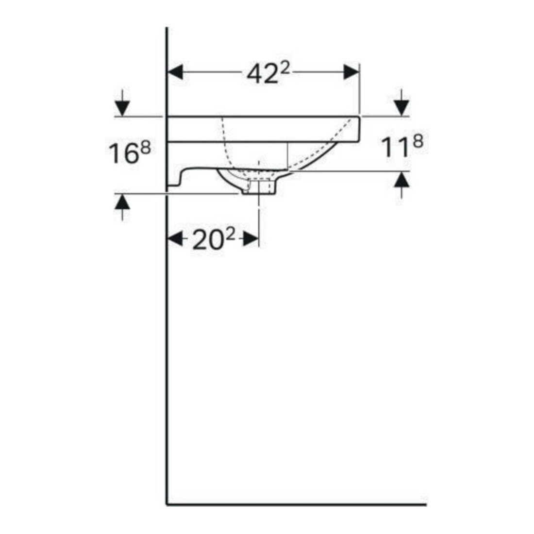 Geberit Lavabo Acanto 60x42,2 cm, avec trop-plein et vidage, blanc