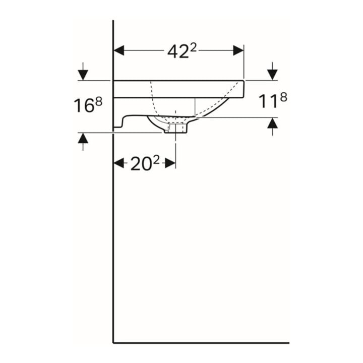 Geberit Lavabo Acanto 60x42,2 cm, avec trop-plein et vidage, blanc