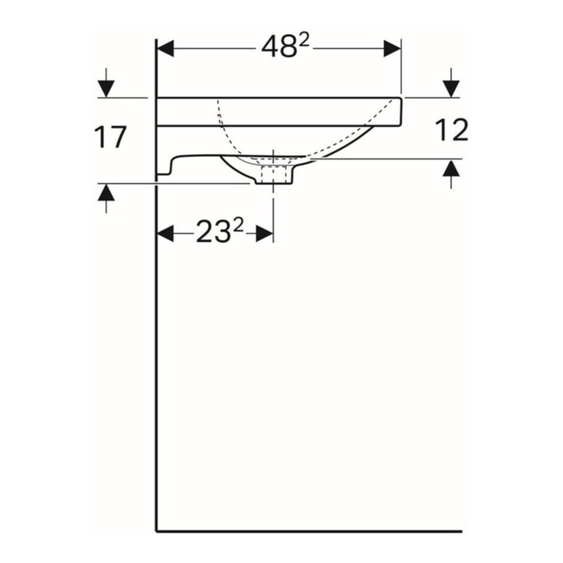 Geberit Lavabo Acanto 60x48,2 cm, avec robinetterie, trop-plein, blanc