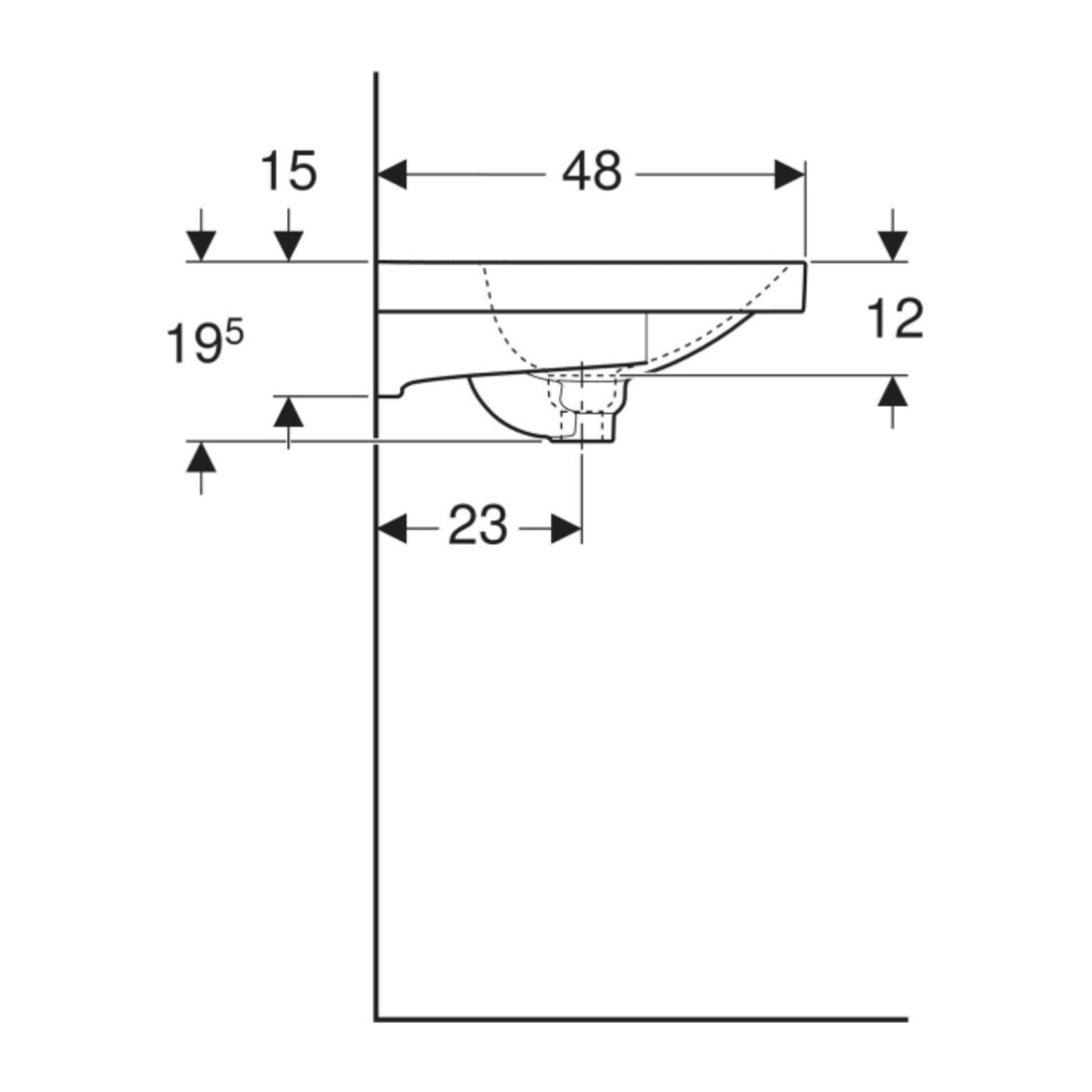 Geberit Lavabo Acanto 75x48,2 cm, avec trop-plein, avec trou robinet, K-Tect blanc