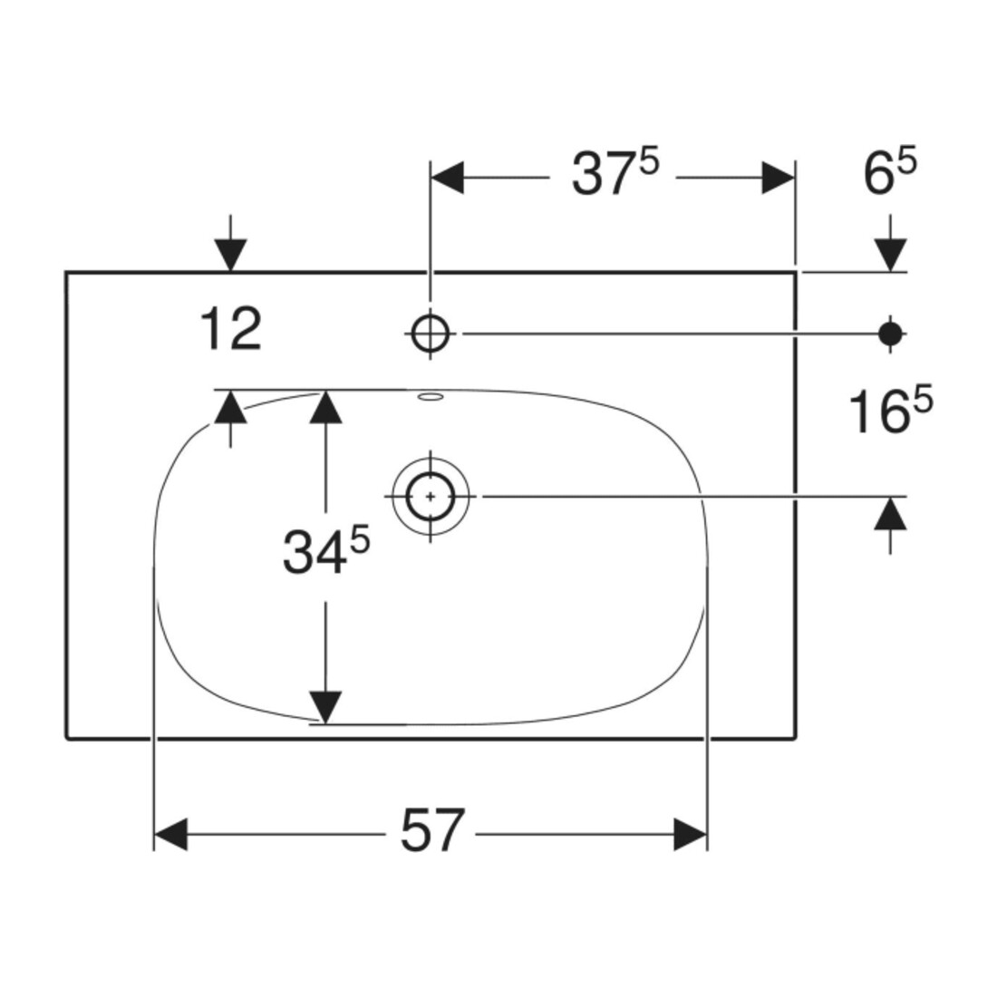 Geberit Lavabo Acanto 75x48,2 cm, avec trop-plein, avec trou robinet, K-Tect blanc