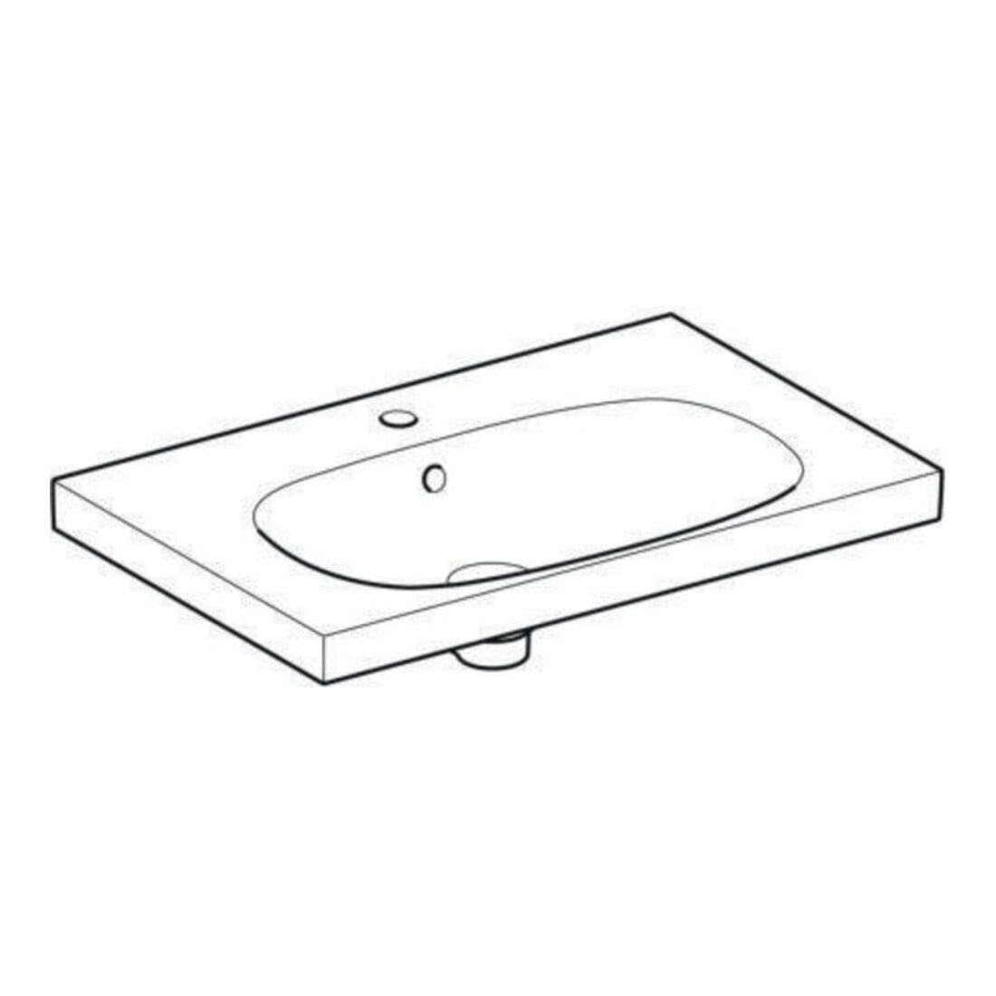 Geberit Lavabo Acanto 75x48,2 cm, avec trop-plein, robinetterie, blanc