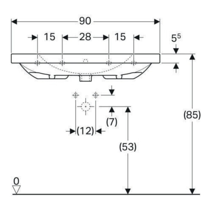 Geberit Lavabo Acanto 90x48,2 cm, avec siphon, avec robinetterie, à poser, blanc