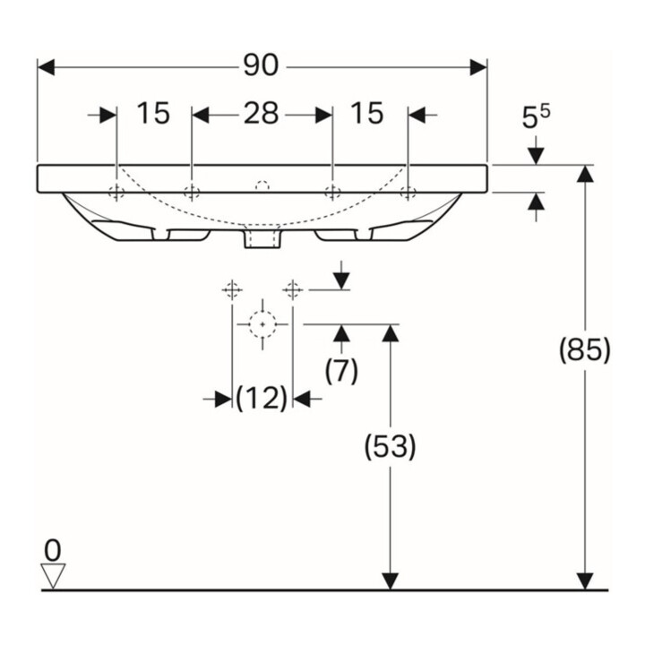 Geberit Lavabo Acanto 90x48,2 cm, avec siphon, avec robinetterie, à poser, blanc