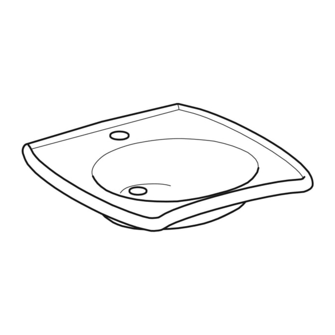 Geberit Lavabo accessible Vitalis 55x55 cm, avec trou robinet, sans trop-plein, blanc