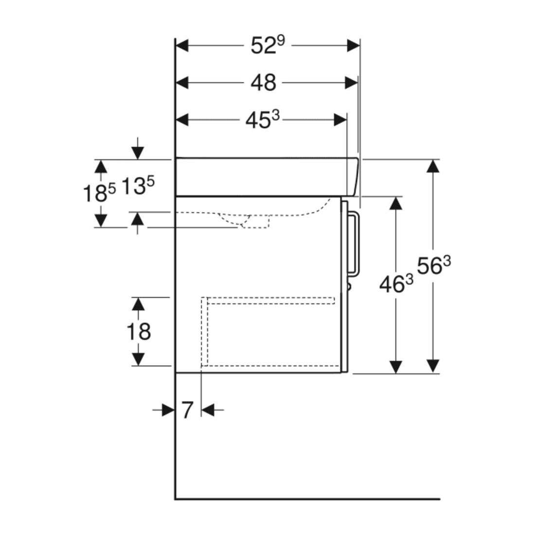 Geberit Lavabo Bambini 59,5x56,3x48,3 cm, avec US, HL, blanc/laqué, ma