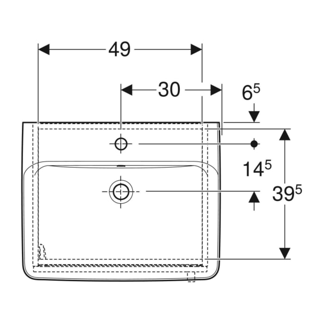 Geberit Lavabo Bambini 59,5x56,3x48,3 cm, avec US, HL, blanc/laqué, ma