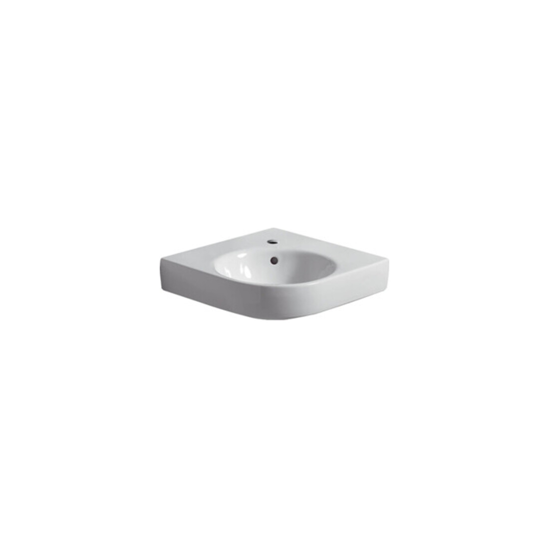 Geberit Lavabo d'angle Renova Compact 69,5x61,5 cm, avec robinet, trop-plein, blanc