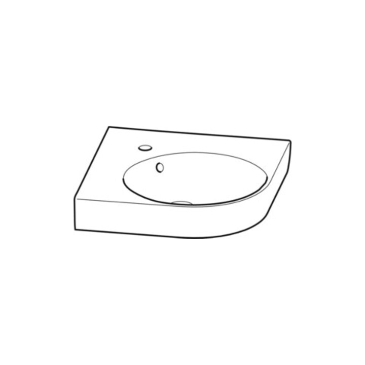 Geberit Lavabo d'angle Renova Compact 69,5x61,5 cm, avec robinet, trop-plein, blanc