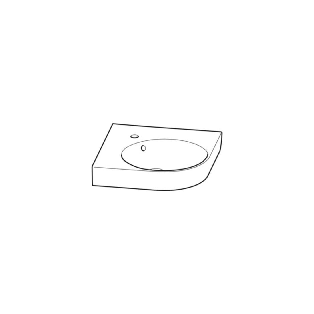 Geberit Lavabo d'angle Renova Compact 69,5x61,5 cm, avec robinet, trop-plein, blanc