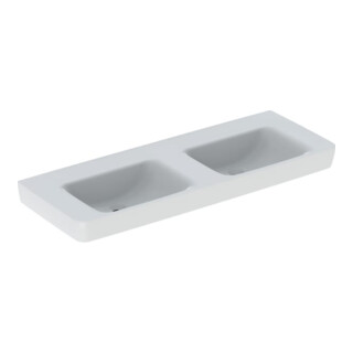 Geberit Lavabo double Renova Plan 130x48 cm, sans robinet, sans trop-plein, blanc KeraTect