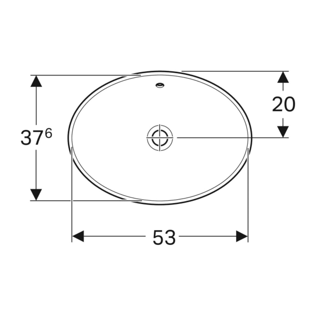Geberit lavabo encastré VariForm 55x40 cm, sans robinet, avec trop-plein, ovale, blanc K-Tect