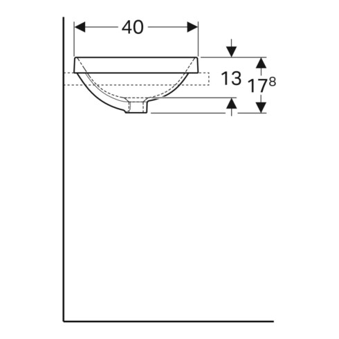 Geberit Lavabo encastré VariForm 55x40 cm, sans trop-plein, avec trop-plein, droit, blanc K-Tect