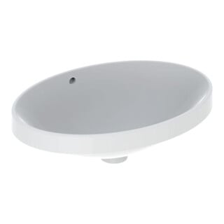 Geberit Lavabo encastré VariForm 55x40 cm, sans trop-plein, avec trou, ovale, verre US / blanc