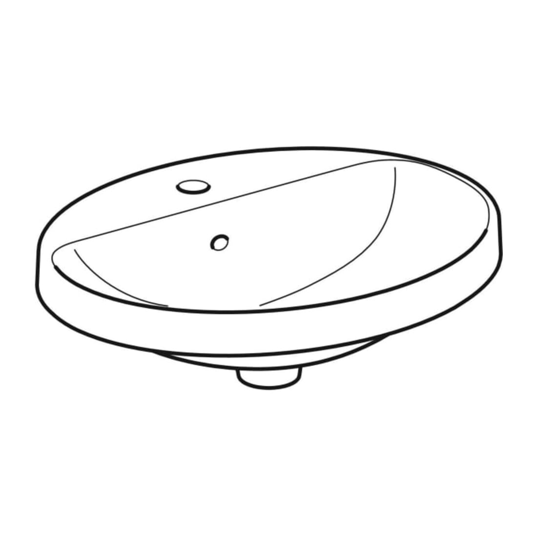 Geberit Lavabo encastré VariForm 55x45 cm, avec trop-plein et trop-plein, ovale, blanc K-Tect