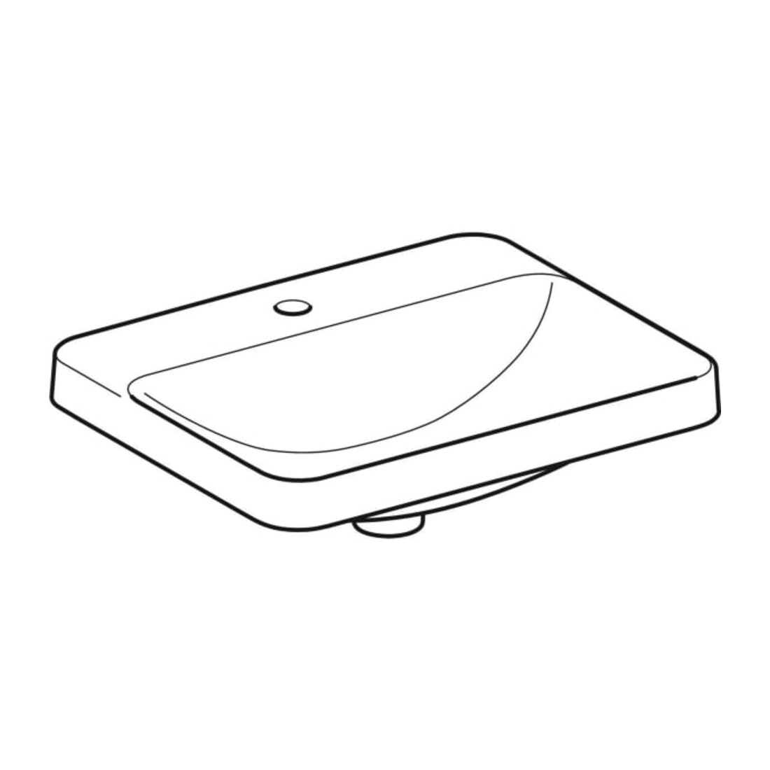 Geberit Lavabo encastré VariForm 55x45 cm, avec trop-plein, sans robinetterie, droite, sous-meuble verre/blanc