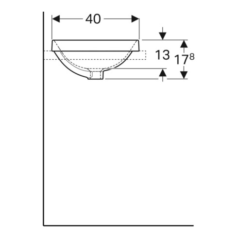 Geberit Lavabo encastré VariForm 60x40 cm, sans trop-plein, elliptique, blanc K-Tect