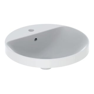 Geberit Lavabo encastré VariForm d 48 cm, avec trop-plein, rond, sous-meuble verre/blanc