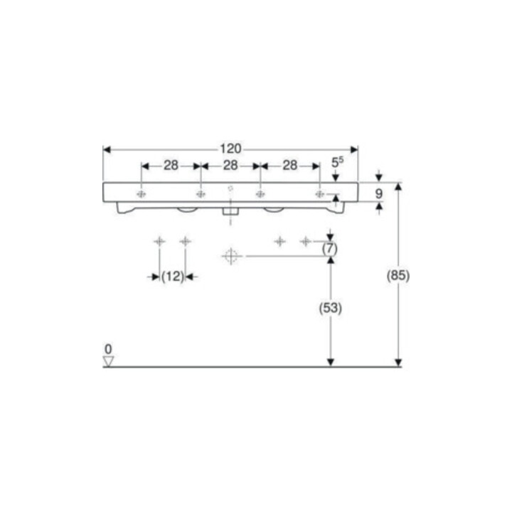 Geberit Lavabo iCon 120x48,5 cm, 2 trous, blanc, avec trop-plein