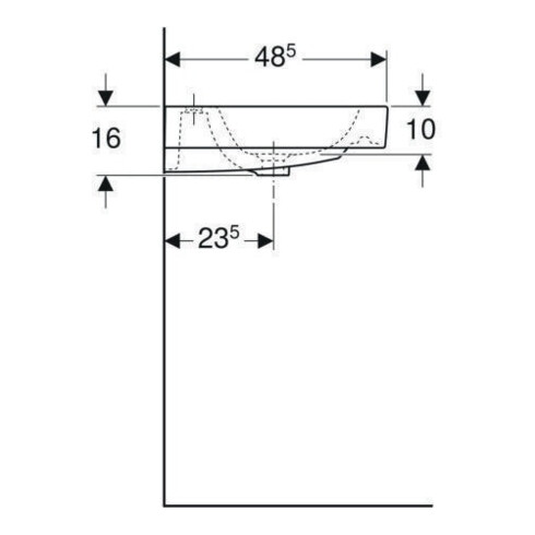Geberit Lavabo iCon 120x48,5 cm, 2 trous, blanc, avec trop-plein