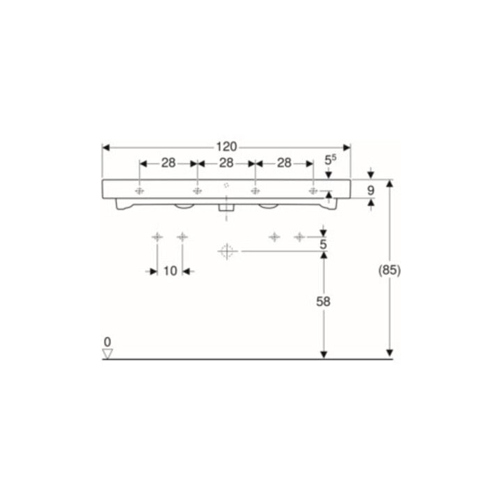 Geberit Lavabo iCon 120x48,5 cm, 2 trous, blanc, avec trop-plein
