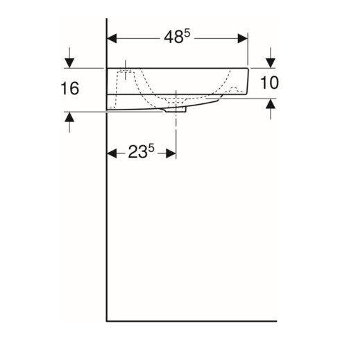 Geberit Lavabo iCon 120x48,5 cm, 2 trous, blanc, avec trop-plein